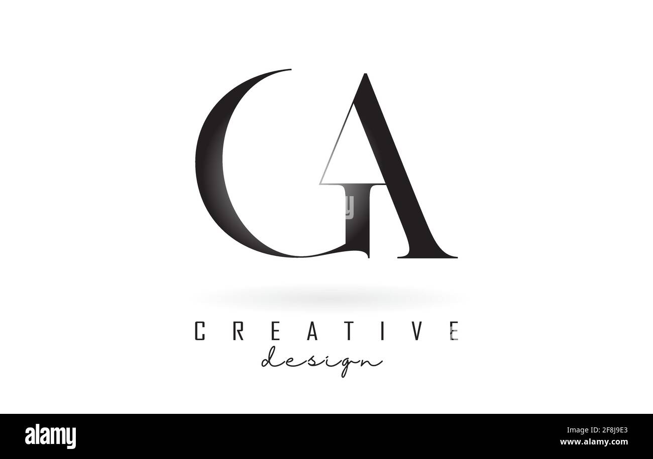 GA g un concetto di logotipo con logo di design lettera con carattere serif e stile elegante. Icona dell'illustrazione vettoriale con le lettere G e a. Illustrazione Vettoriale