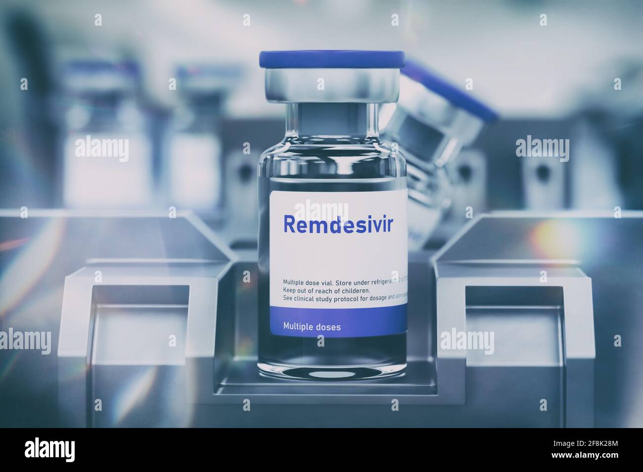 Remdesivir (è un nome non proprietario internazionale) farmaco antivirale approvato dalla FDA per il trattamento del coronavirus covid-19, illustrazione 3d Foto Stock