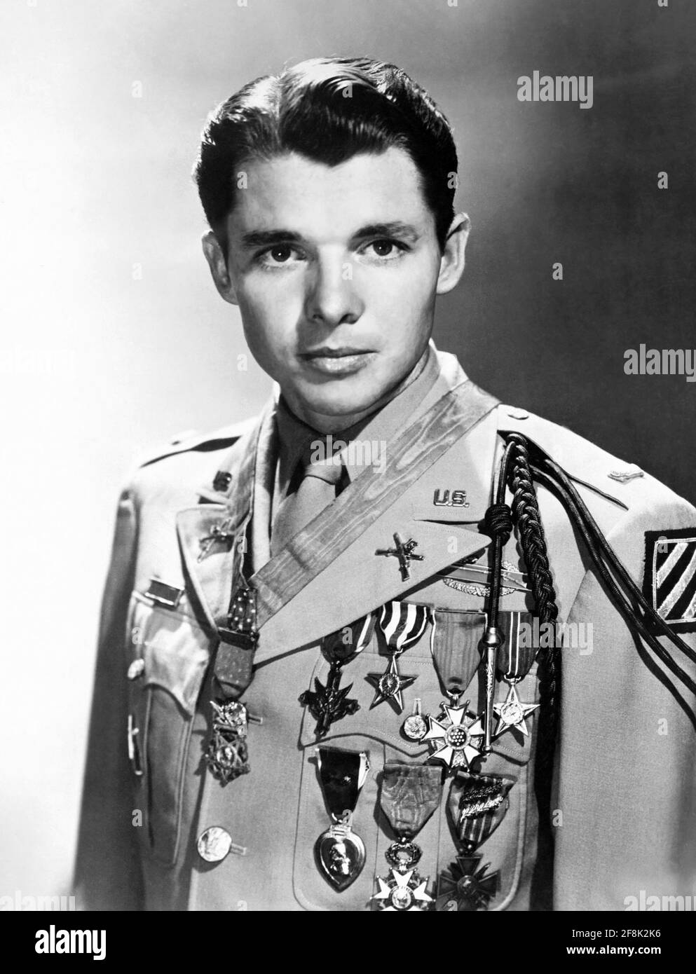 Audie Murphy. Ritratto del soldato americano e attore, Audie Leon Murphy (1925-1971), U. S. Army pubblicità foto, 1948 Foto Stock