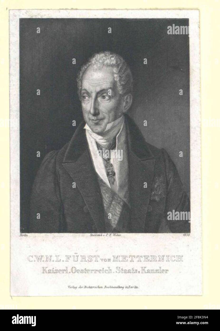 Metternich Winceburg, Klemens Wenzel Lothar Principe di acciaio incisione di Karl Eduard Weber Foto Stock