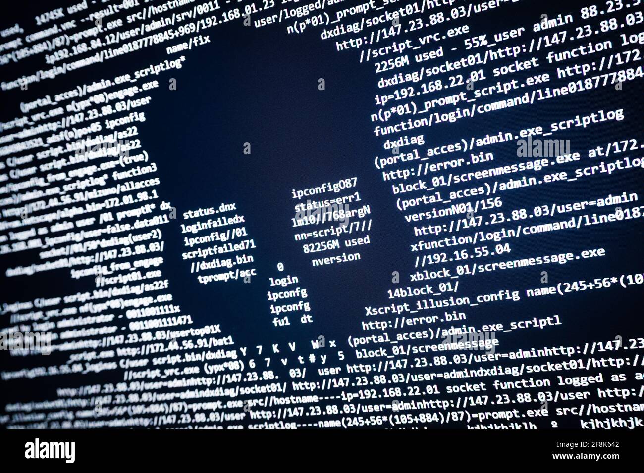 Messaggio di attacco hacker nel computer Foto Stock