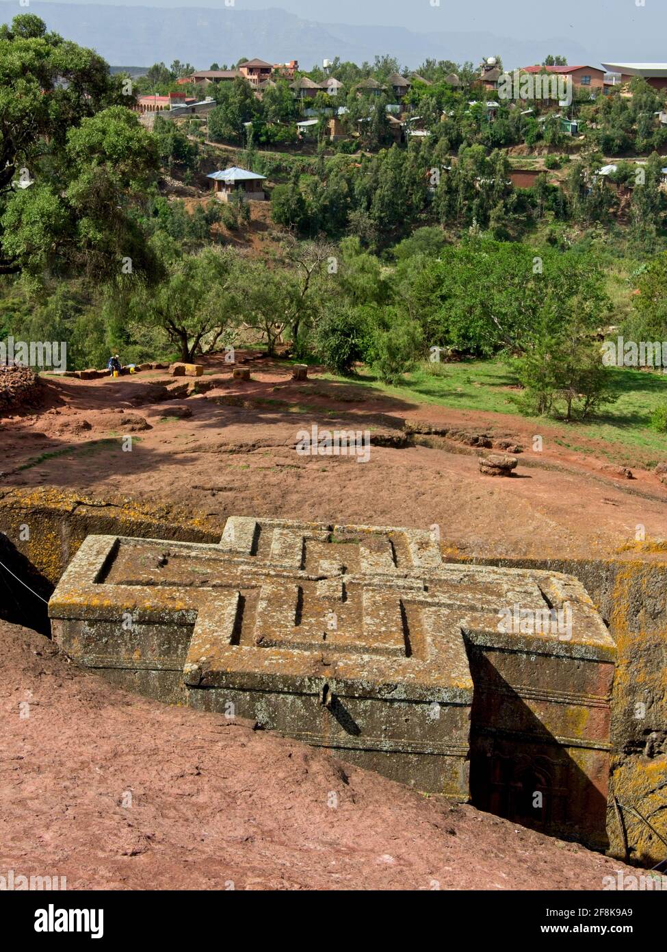 Croce sotterranea della chiesa scavata nella roccia in Lalibela Etiopia Foto Stock