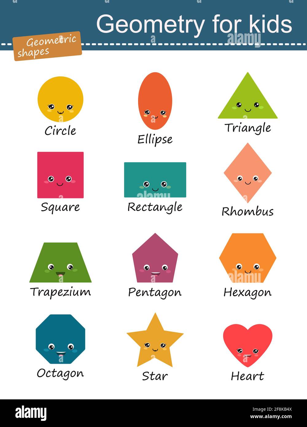 Set di forme geometriche per bambini. Illustrazione vettoriale. Stile  piatto cartoon Foto stock - Alamy