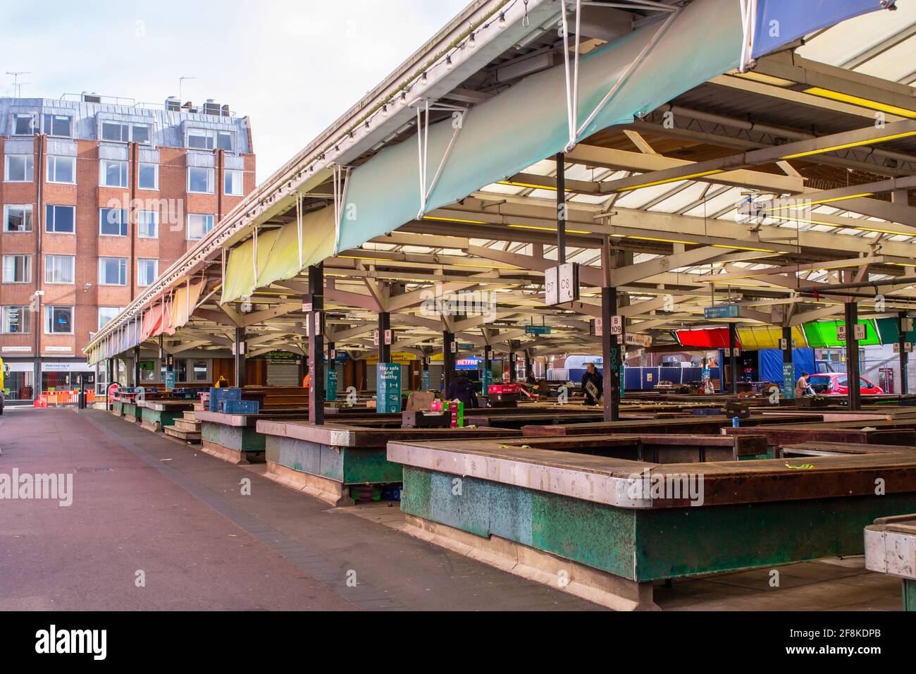 LEICESTER, INGHILTERRA - 3 aprile 2021: Mercato Leicester iconico nel centro di Leicester Foto Stock