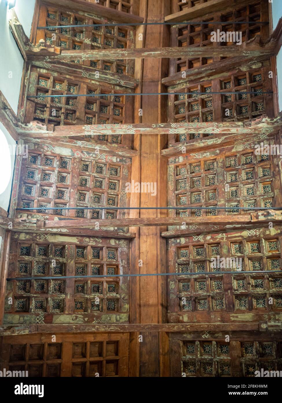 Soffitto in legno della Chiesa di Santa Maria del Greco Foto Stock