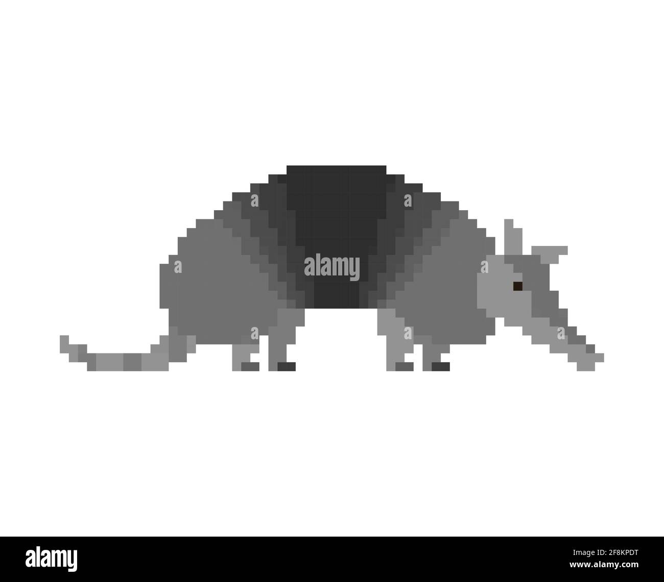 Armadillo pixel art. Animale corazzato 8 bit Illustrazione Vettoriale