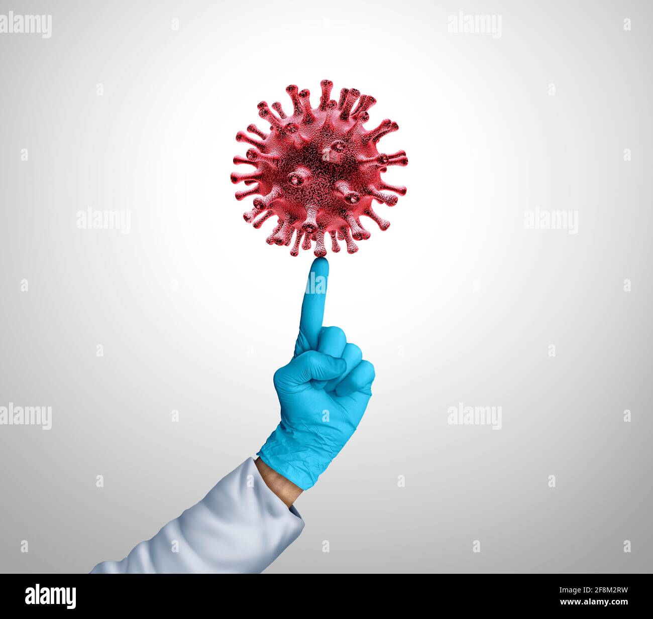 Gestire il trattamento dei virus e la gestione della terapia delle infezioni mediche e la prevenzione delle malattie come un medico o un operatore sanitario che gira una cellula. Foto Stock