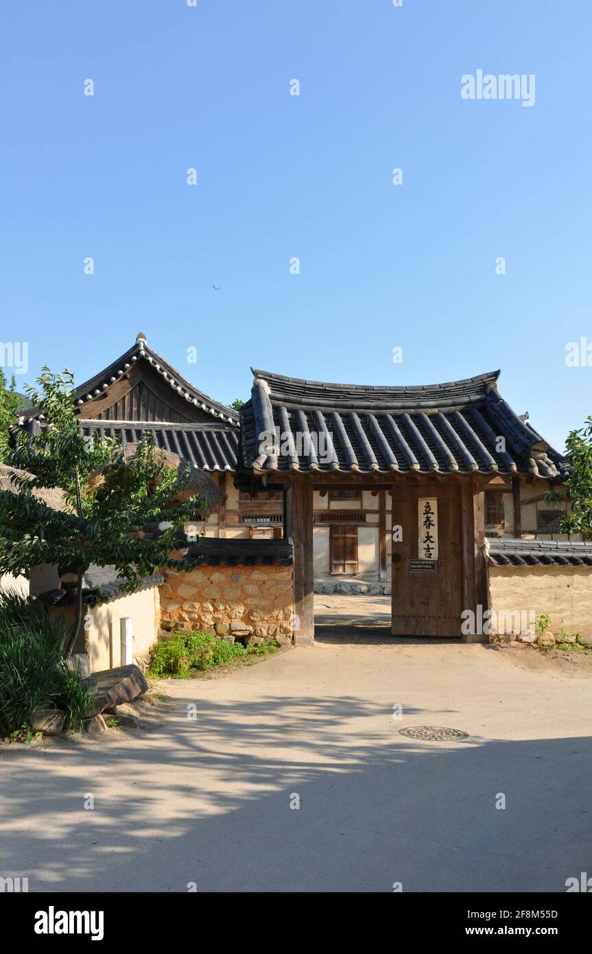 hanok tradizionale nel villaggio folk di hahoe, andong, corea del sud Foto Stock