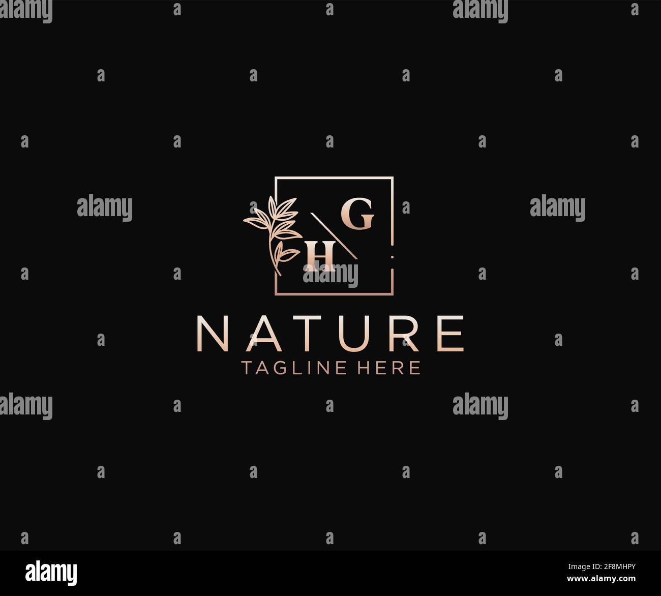 Lettere GH bello floreale femminile modificabile monoline con logo adatto, Luxury feminile wedding branding, corporate. Illustrazione Vettoriale