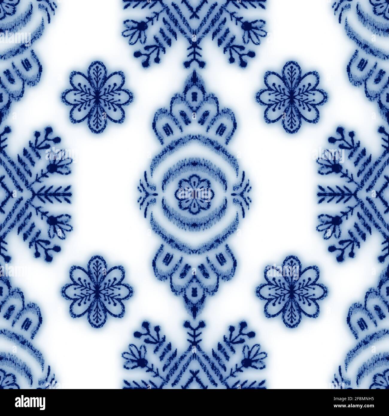 Design classico senza cuciture in ceramica blu e bianca Foto Stock