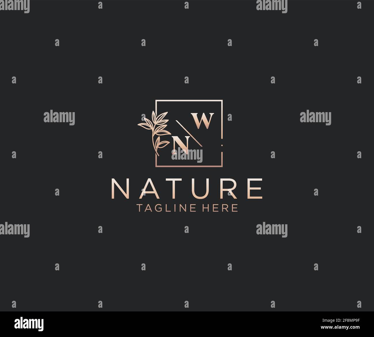 WN lettere bello floreale femminile editabile monoline con logo prefabbricato adatto, Luxury wedding branding femminile, corporate. Illustrazione Vettoriale
