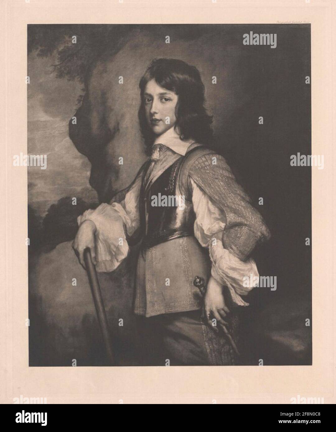 Wilhelm III, Prince of Orania, Conte von Nassau, Re del Regno Unito immagine del ragazzo: Ginocchiera in piedi davanti a una roccia, 3/4 da sinistra; con cheles a relé lisci e colletti interrogativi; imbragatura da petto su camici a tratto di anca con maniche a fessura, comprese le maniche in camicia lucida con polsini larghi; Intorno alla spalla sinistra rivolta una cinghia religiosa; sorretto l'avambraccio destro su un masso, barra di comando nel supporto destro; sinistra sul Degen sulla sinistra rivolta verso l'anca. Heliocroture della compagnia fotografica Berlino a dipinti. Numerando 611 link qui sotto. Senza legenda. Foto Stock