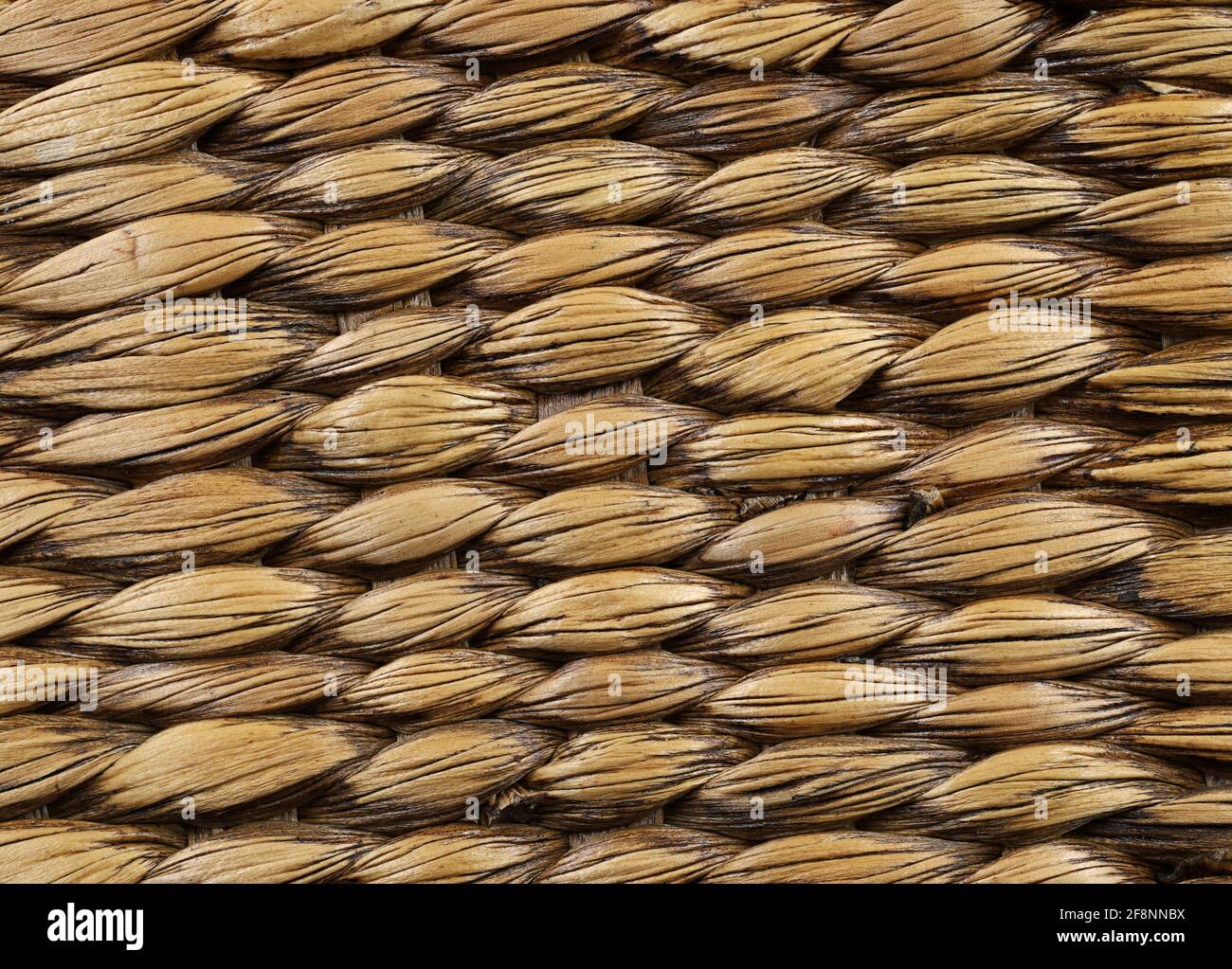 cesto di paglia di vimini, dettaglio primo piano, struttura di legno di vimini intrecciato come sfondo Foto Stock