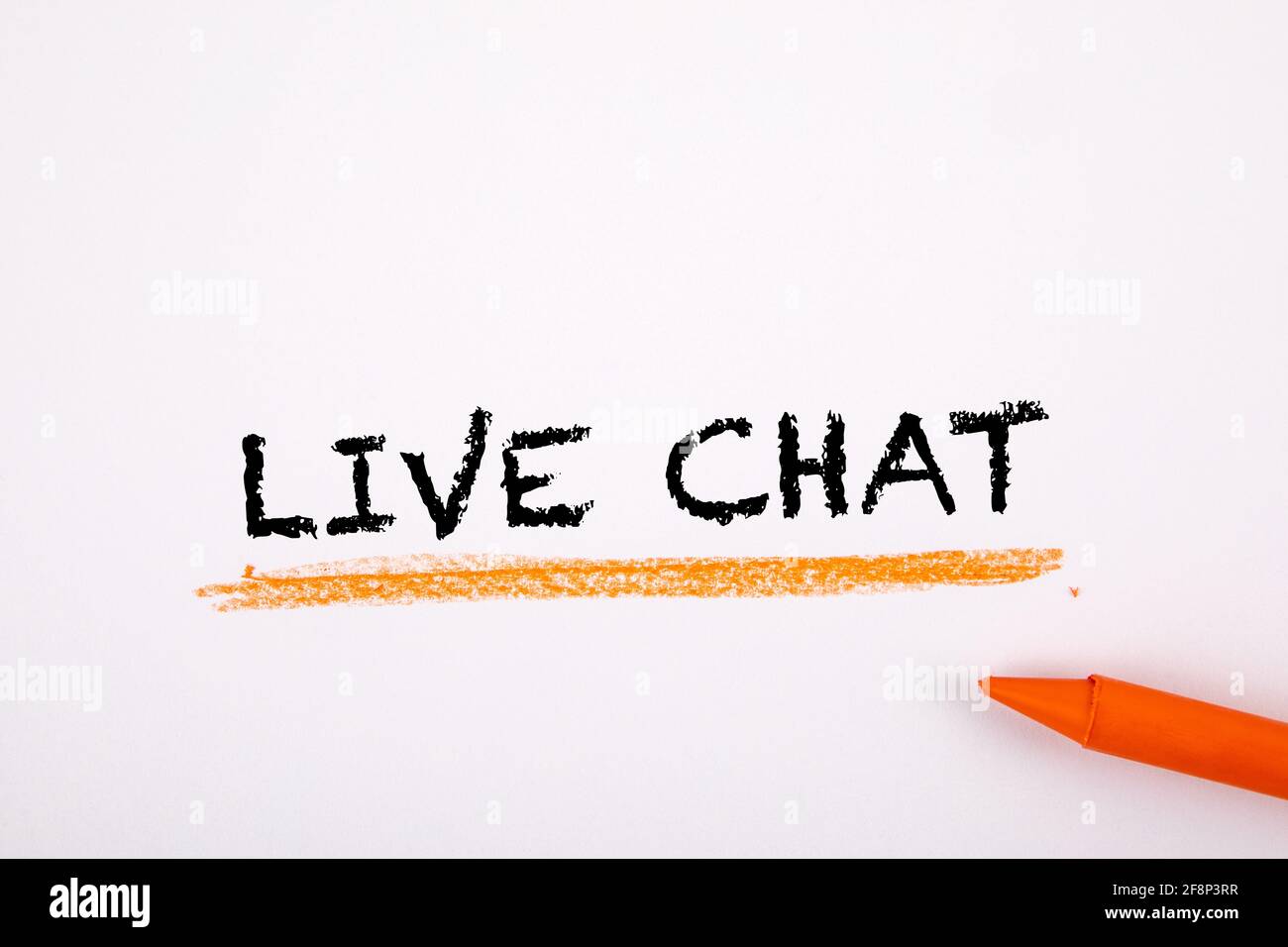 CHAT DAL VIVO. Comunicazione e servizio clienti. Pastello pastello pastello pastello su un foglio bianco di carta. Foto Stock