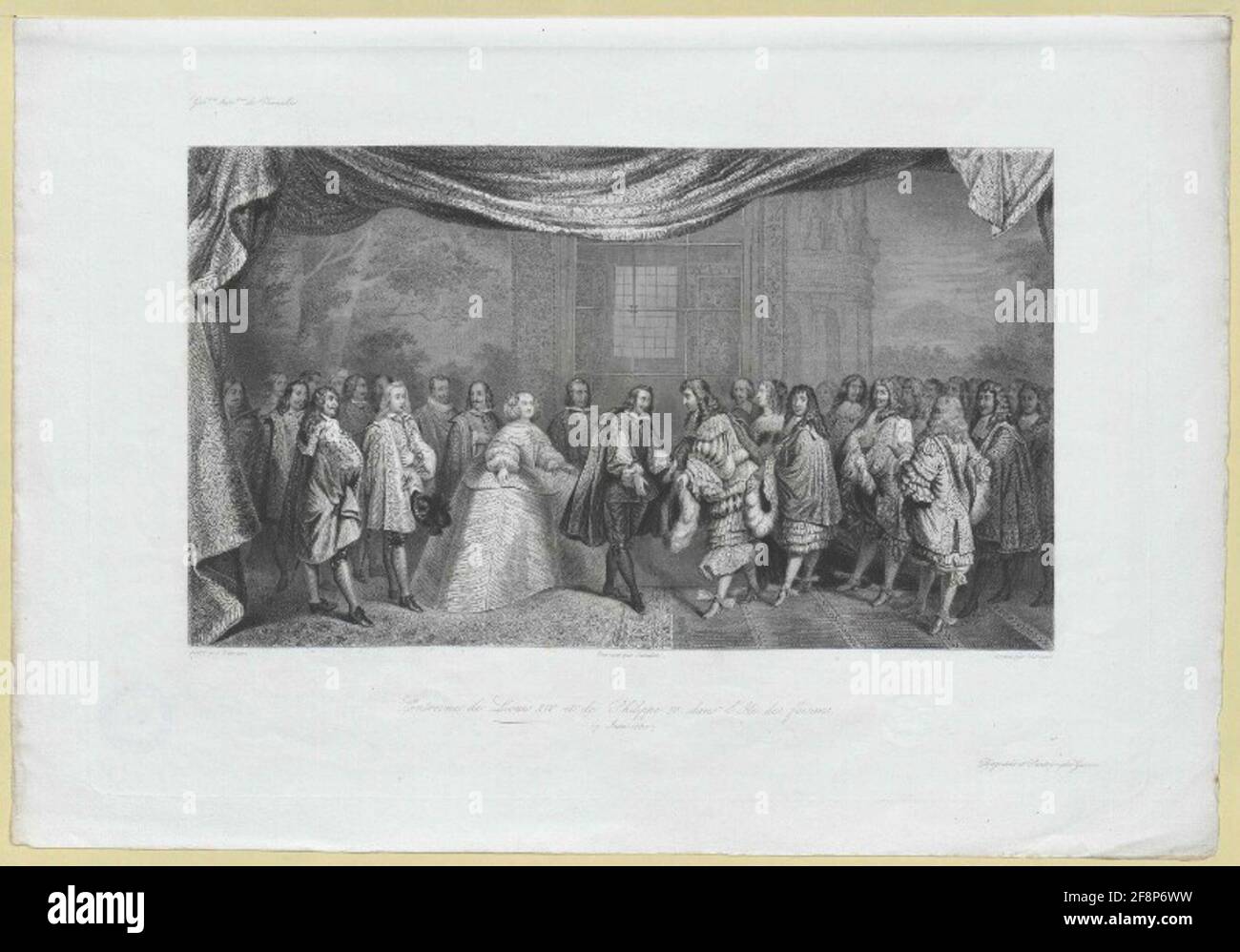 Ludwig XIV., Re di Francia incisione in acciaio di [Jean Denis] Nargeot dopo il dipinto di Charles] le Brun, disegno di ritorno da agosto] Sandoz Foto Stock