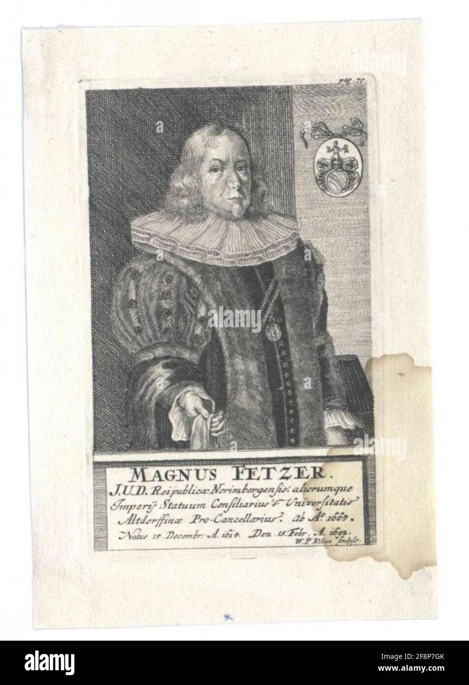 Fetzer, Magnus Stecher: Kilian, Wolfgang Philippverlag: Tauber, Johann Daniel (eredi) Editoria: Altdorf Foto Stock