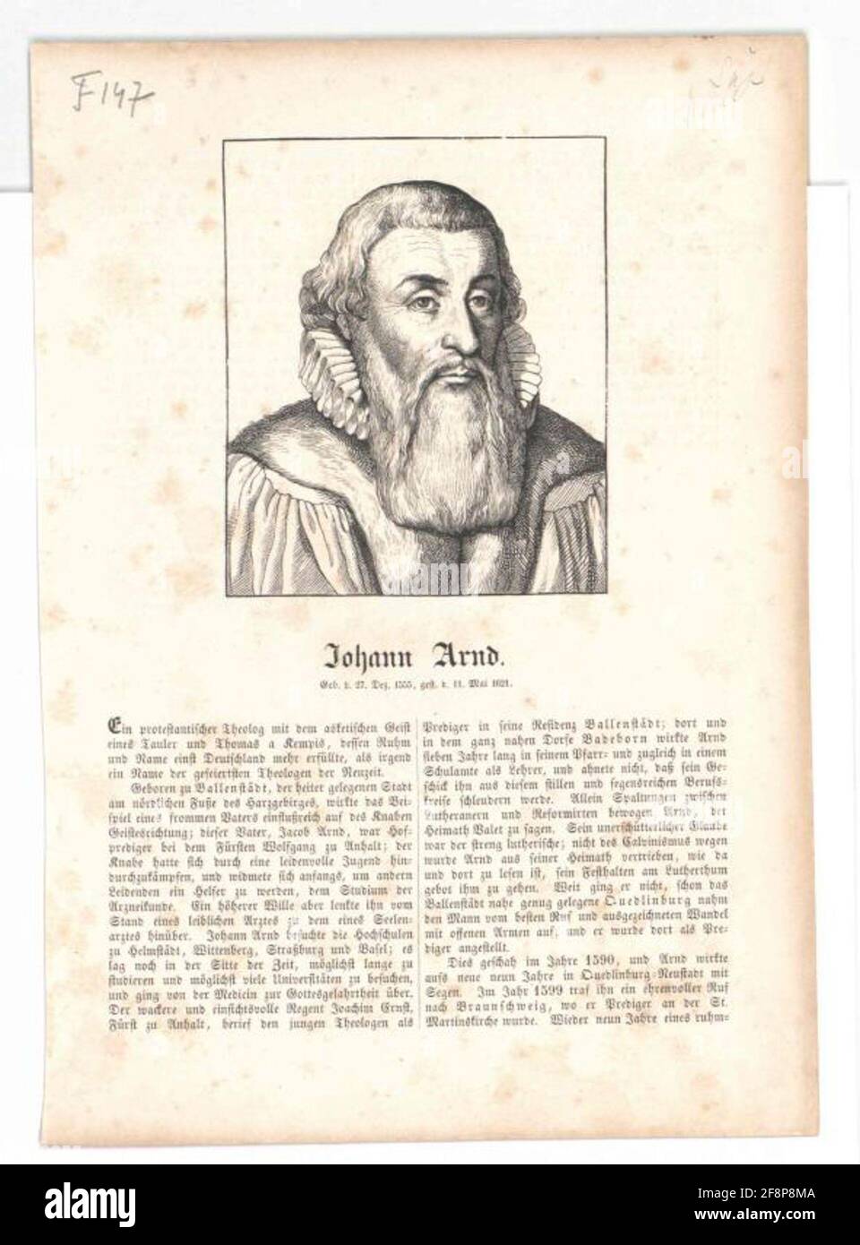 Arndt, Johann. Foto Stock