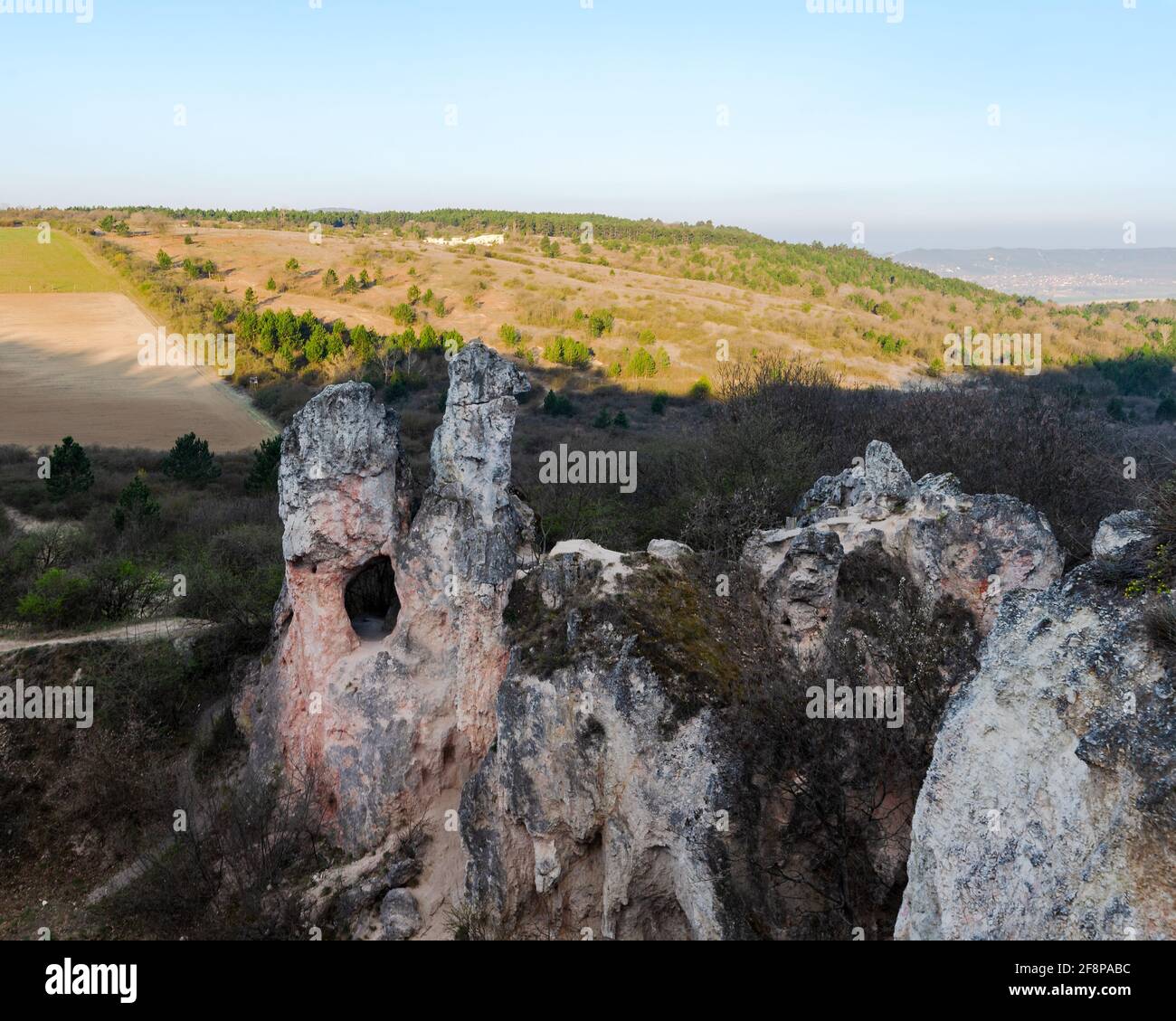 Roccia di cammello vicino a Pilisborosjeno città in Ungheria. Forma geologica di Amazingh. Famosa attrazione turistica nell'area di Budapest. Foto Stock