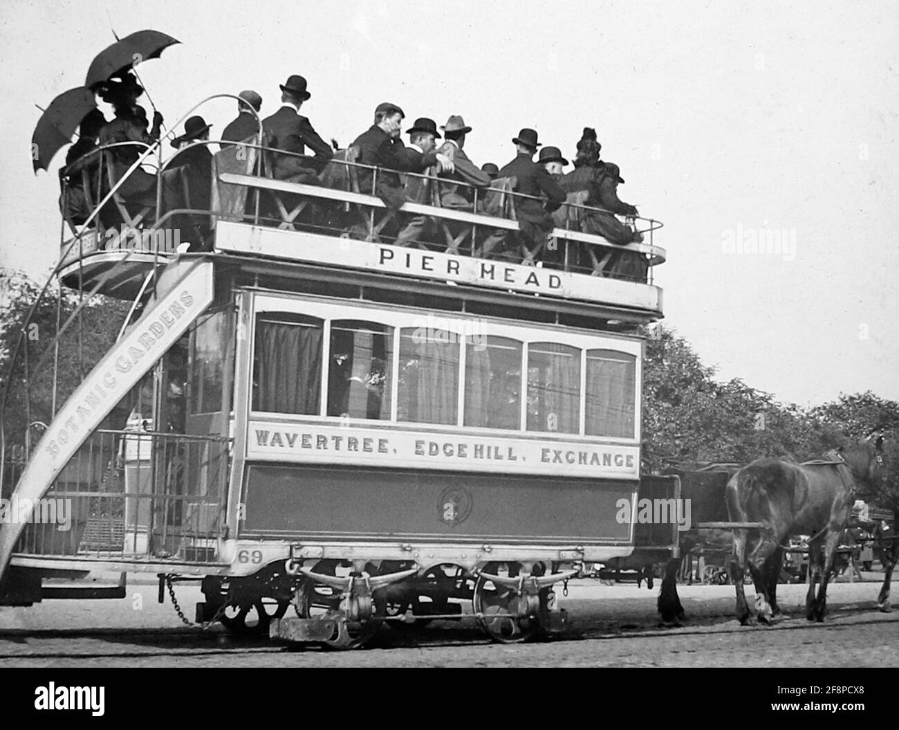 Horse Tram, Liverpool, inizio del 1900 Foto Stock