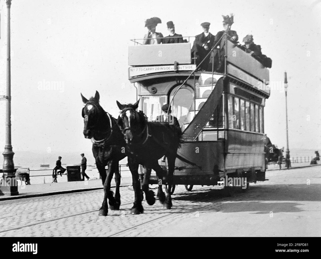 Horse Tram, Blackpool, periodo vittoriano Foto Stock