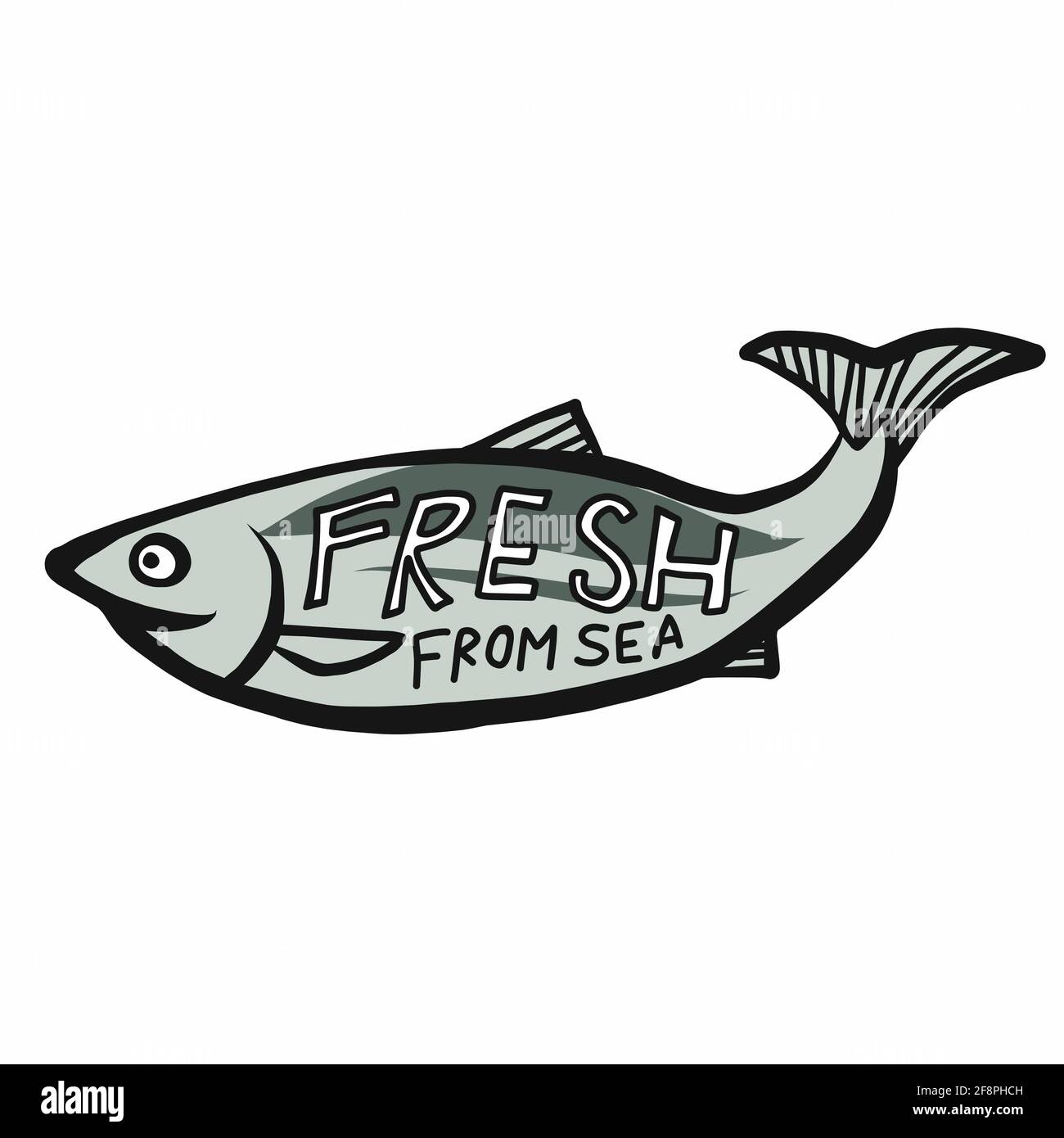 Pesce dal mare cartoon logo illustrazione vettoriale Illustrazione Vettoriale
