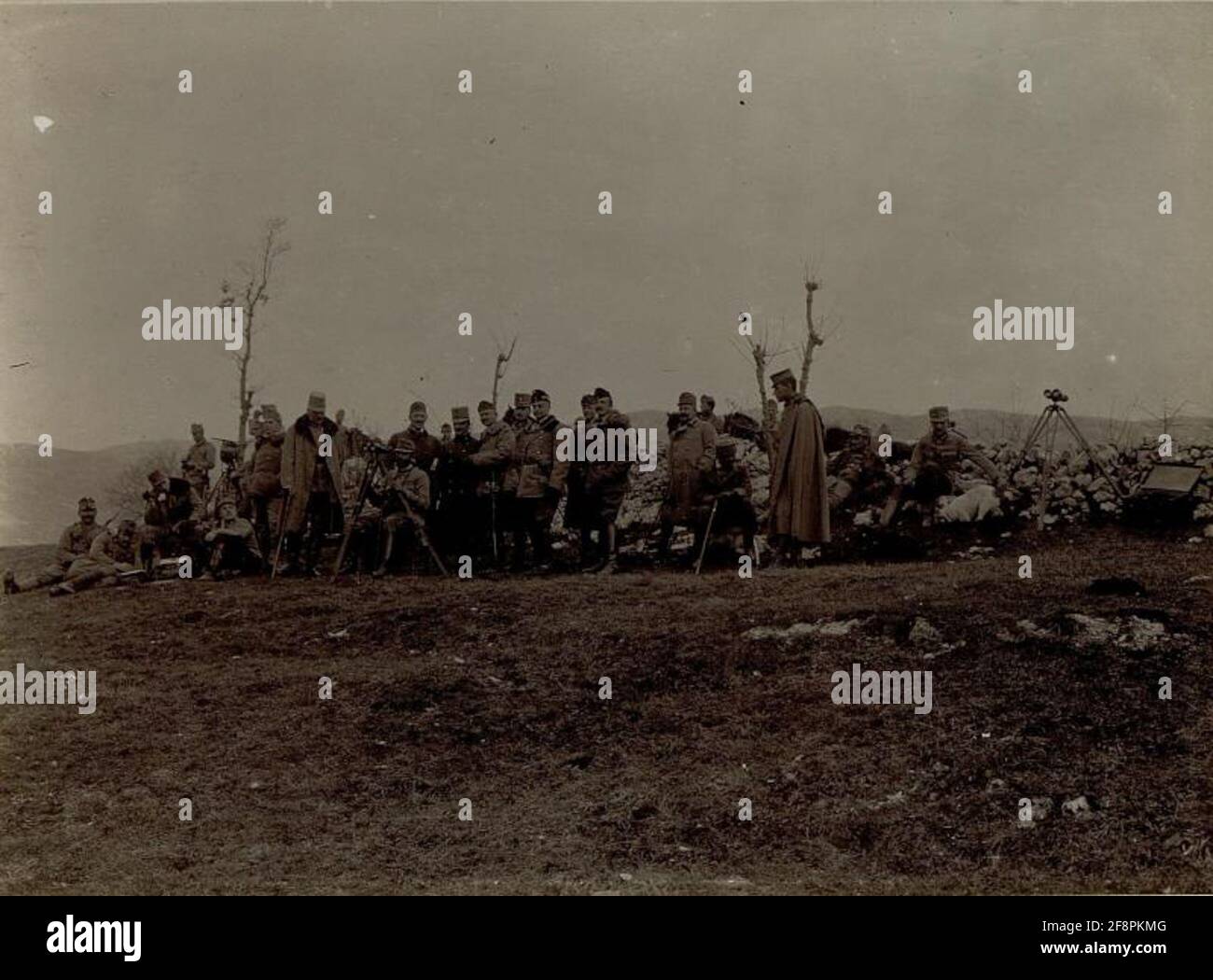 Posto di osservazione della diciottesima divisione di fanteria con Generalmajor Straker. Foto Stock