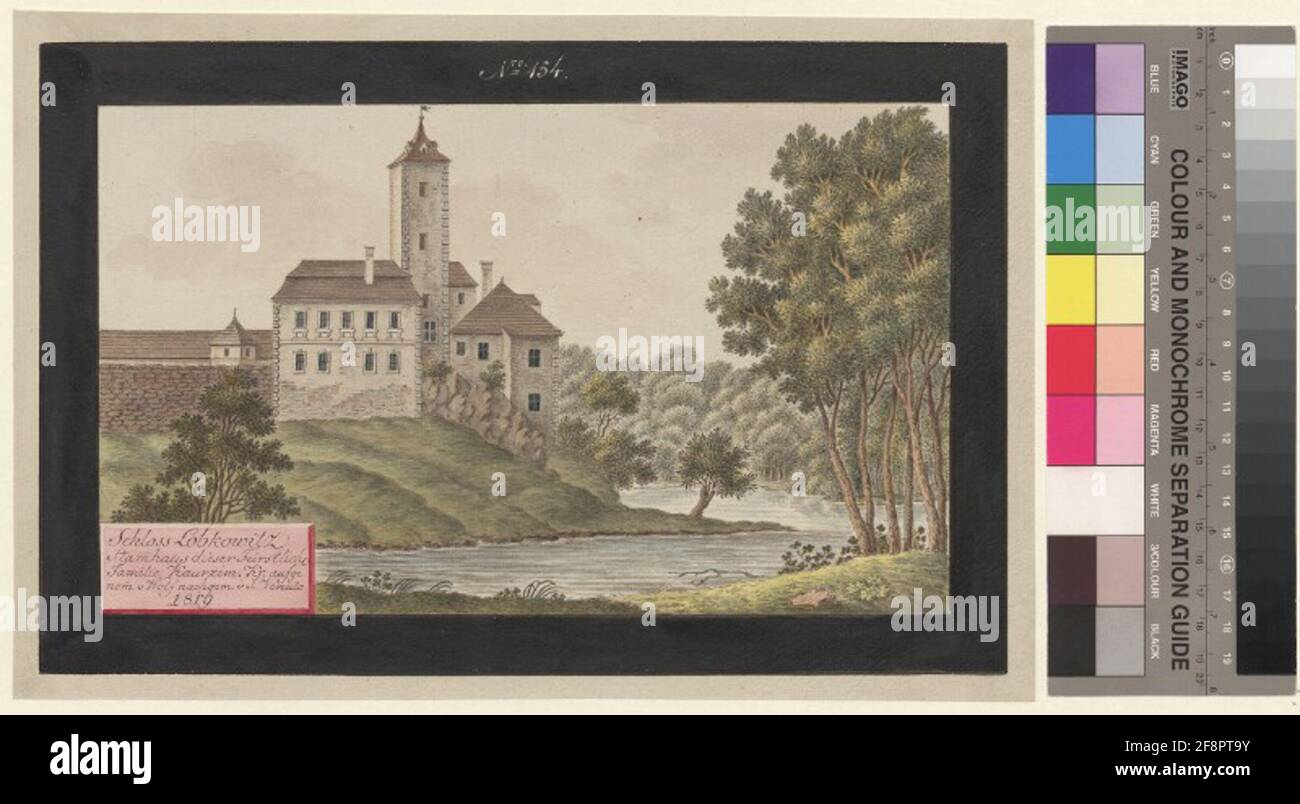 Castello Lobkowitz casa madre questa famiglia principesca, Kauřzim. KR. Applicato v. Wolf deterrent. v. J. venuto 1819. Foto Stock