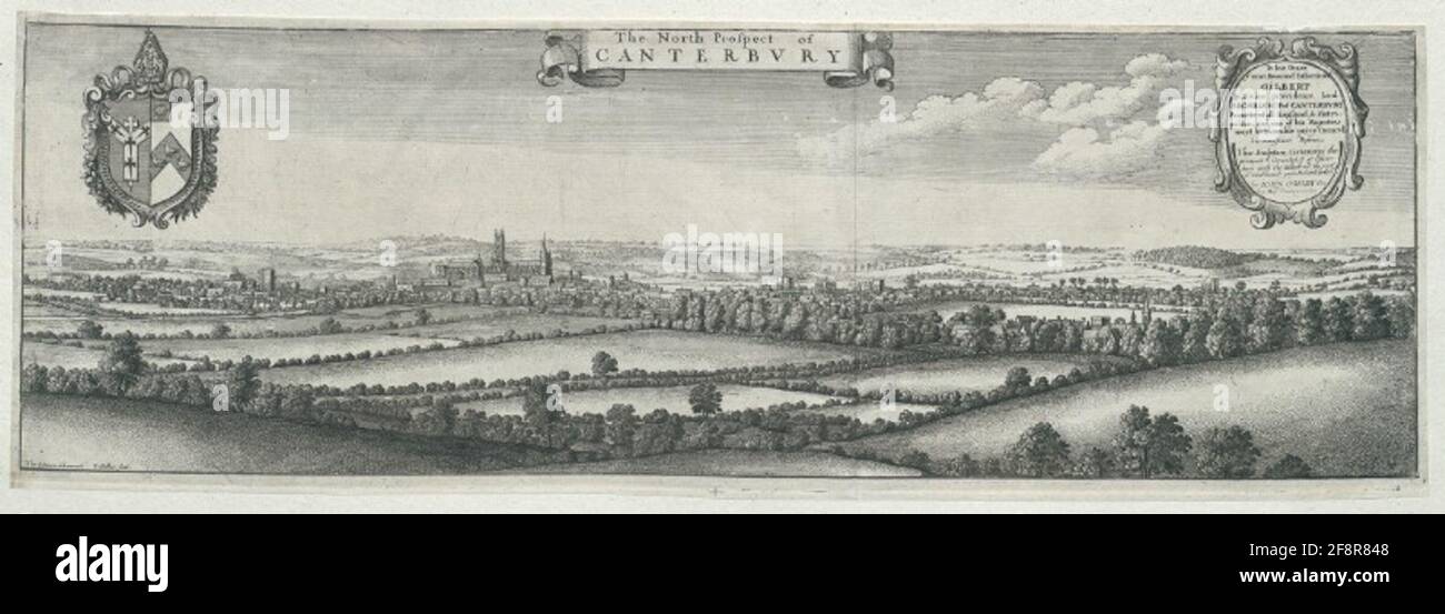 Il Prospetto Nord di Canterbury Widmung: A sua Grazia y reverendo padre in Dio Gilbert dalla Divina Provvidenza Signore Archibishop di Canterbury .... questa scultura..... ist più umilmente presentato e dedicato Foto Stock