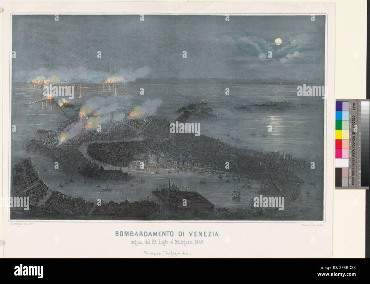 Bombardamenti a Venezia seguiti dal 29. Luglio al 22. Agosto 1849. Foto Stock