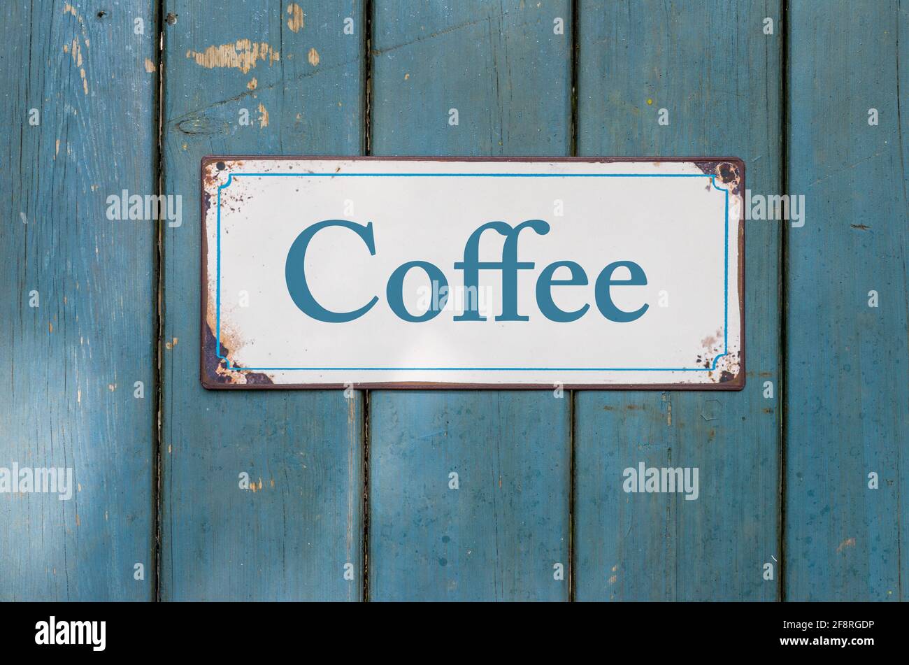 Cartello in metallo arrugginito vintage - caffè Foto Stock