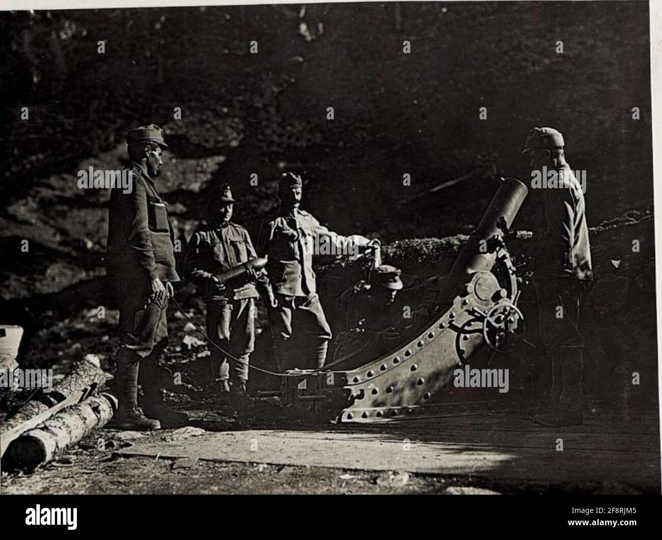 15 cm Panzermörmer sotto Moreniasee. . Foto Stock