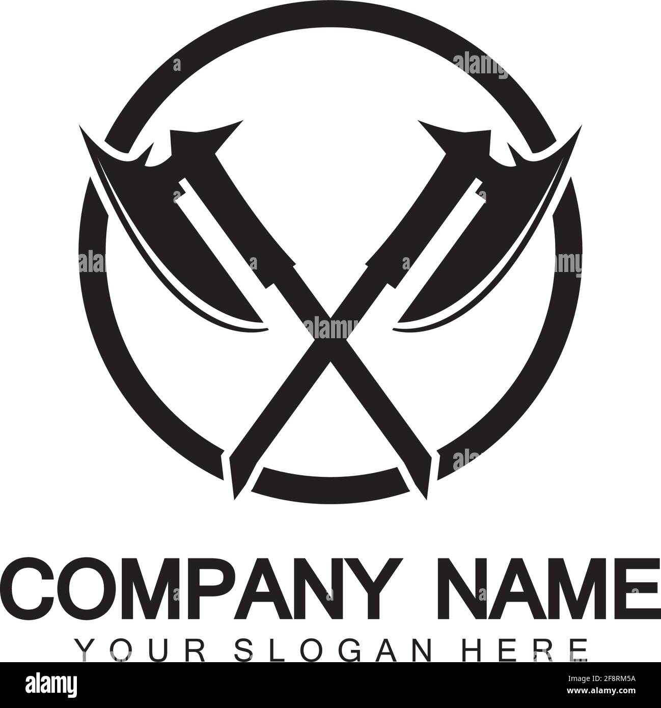 Logo dell'ascia da guerra. Carnefice di ascia da guerra ascia da battaglia vichinga in vettore Illustrazione Vettoriale