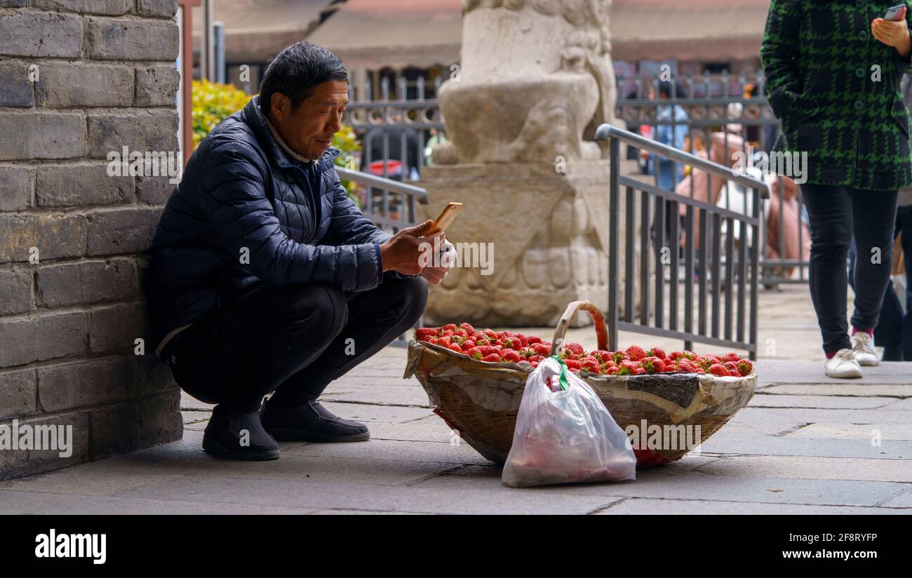 Vita quotidiana nella città vecchia di Xiangyang Foto Stock