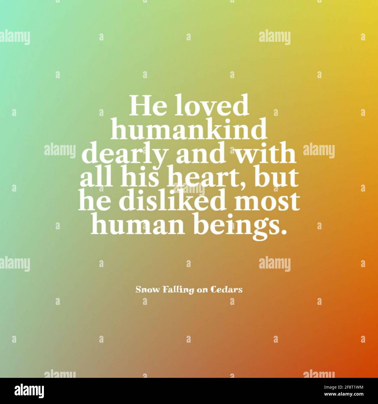 Una citazione 'amava l'umanità caro e con tutto il cuore, ma gli dispiaceva la maggior parte degli esseri umani' Foto Stock
