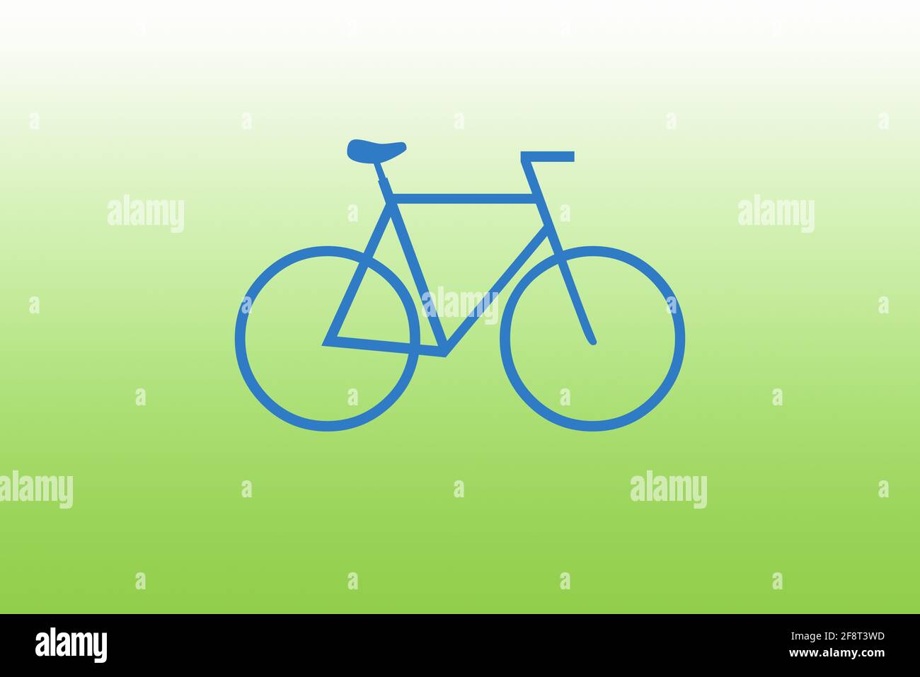Icona vettore di bicicletta blu con sfondo verde Foto Stock