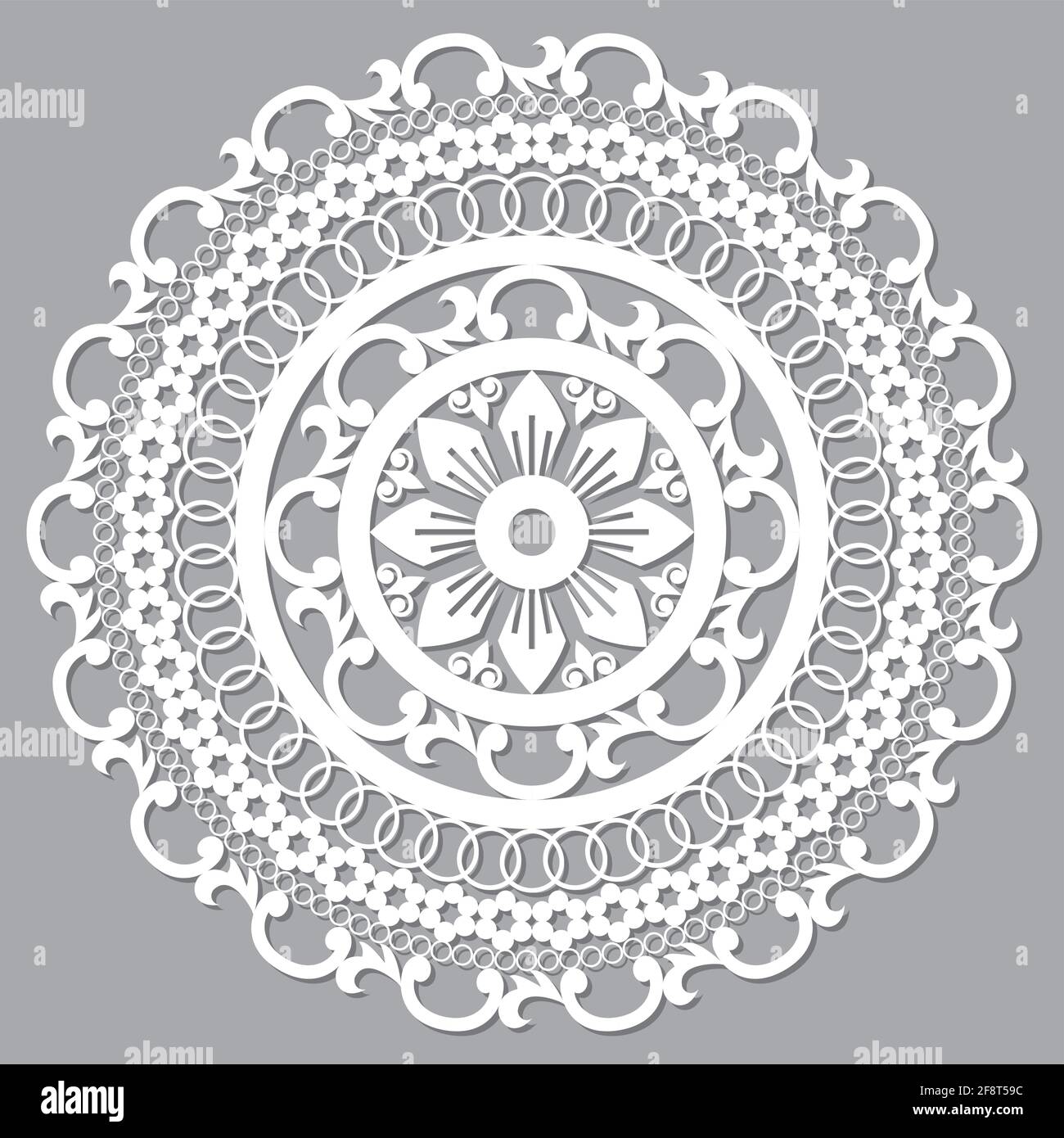 Marocchino apertura mandala disegno vettoriale, boho arabico modello con fiori, foglie e vortici Illustrazione Vettoriale