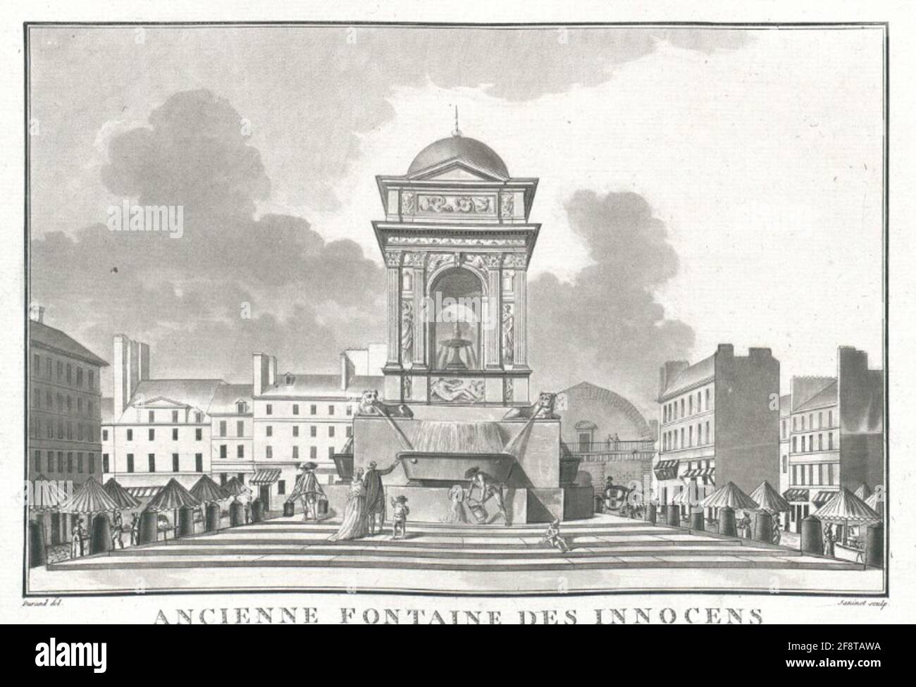 Ancience Fontana di Innocens Replacée Au Medieu dud milieu. Foto Stock