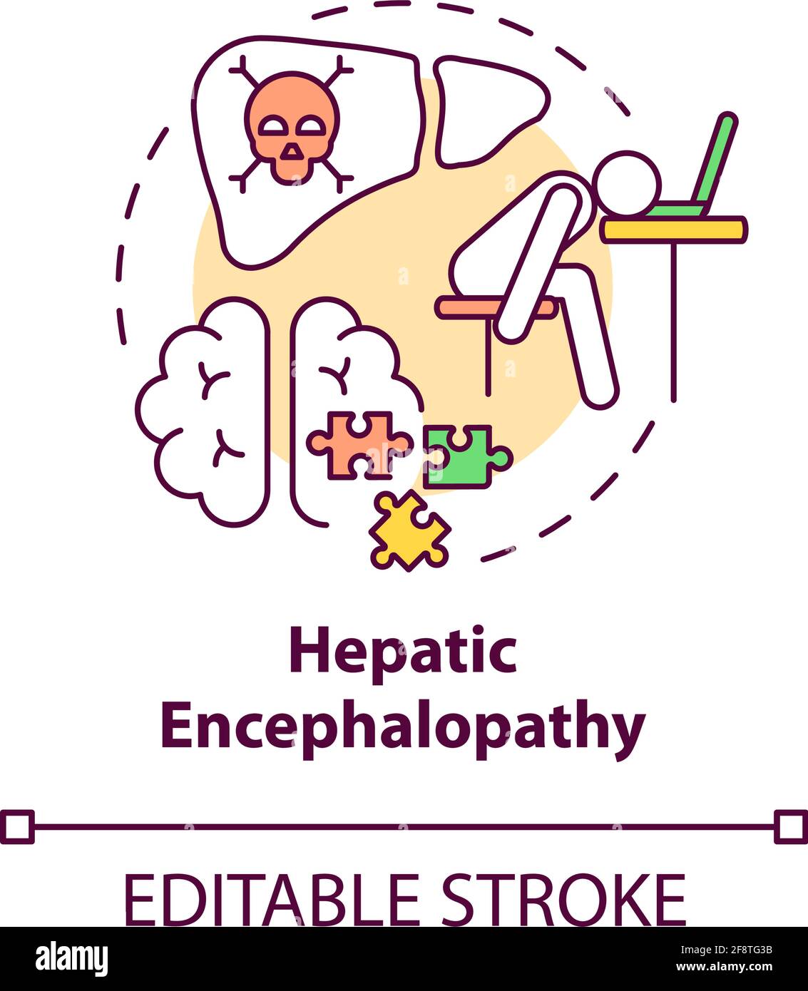 Icona del concetto di encefalopatia epatica Illustrazione Vettoriale