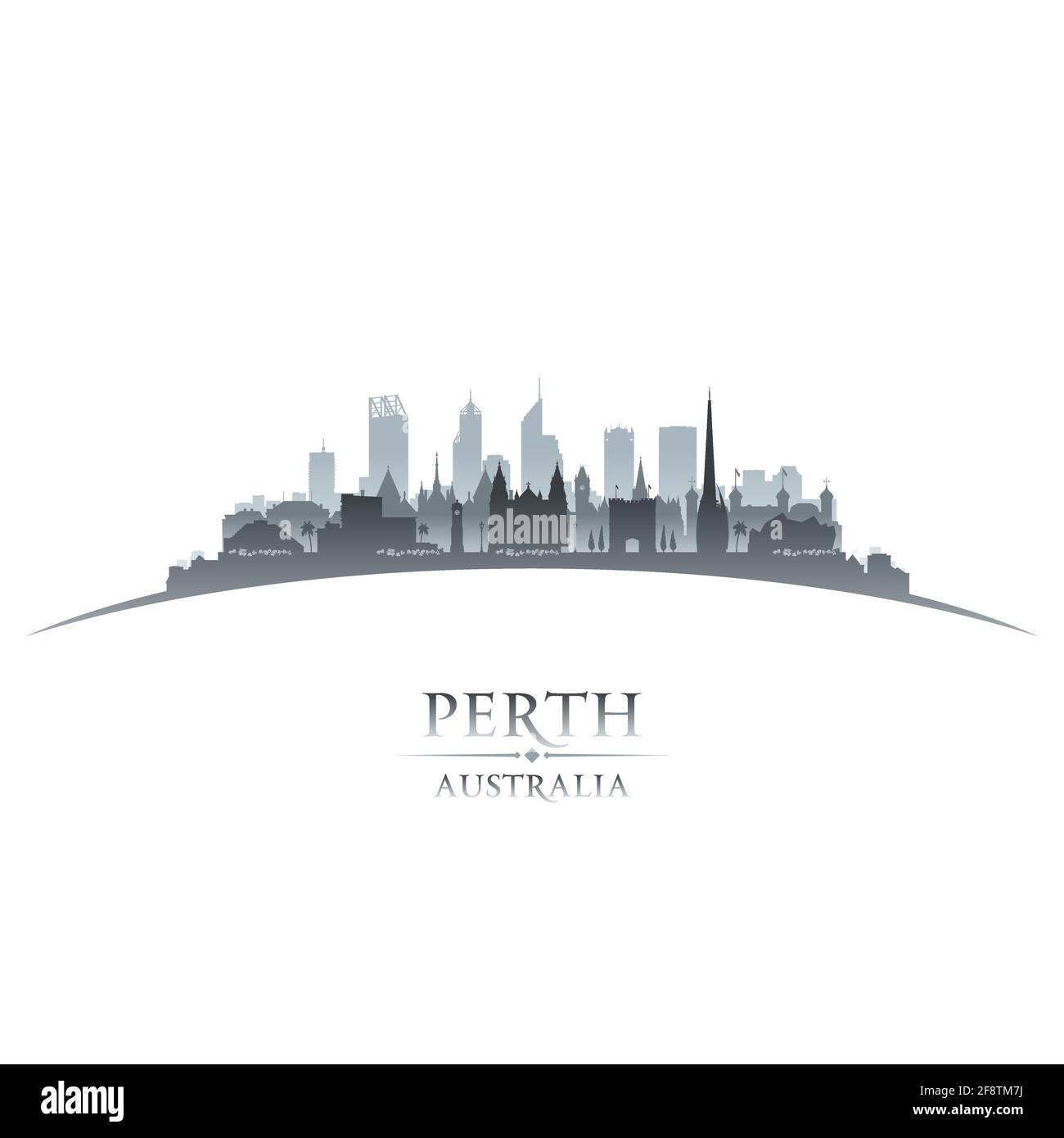 Profilo dello skyline di Perth Australia. Illustrazione vettoriale Illustrazione Vettoriale