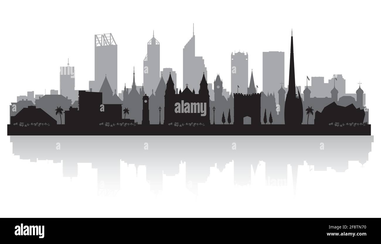 Illustrazione della silhouette vettoriale dello skyline di Perth Australia Illustrazione Vettoriale