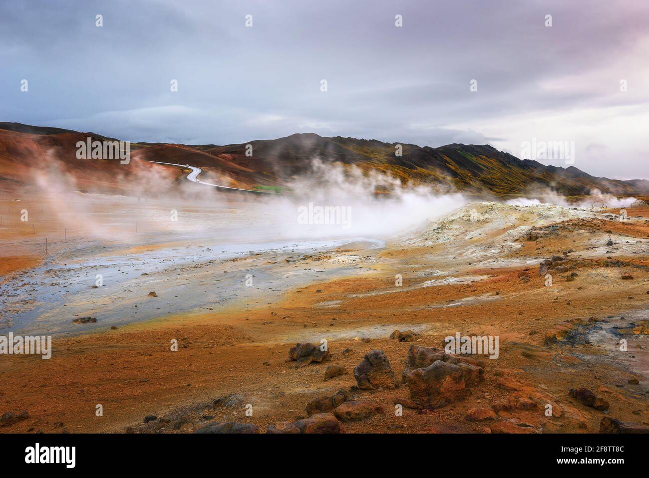 Area geotermica di Hverir vicino al lago Myvatn in Islanda Foto Stock