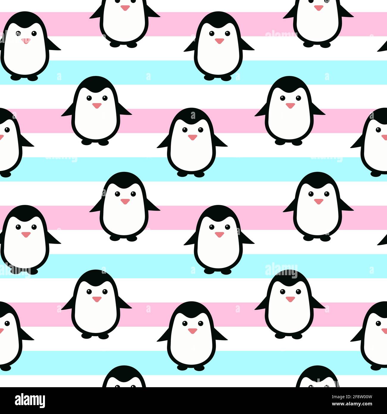 Esemplare di pinguino. Caratteri carini, pattern ripetuto. Colori pastello, modello solido per bambini design.Vector. Illustrazione Vettoriale