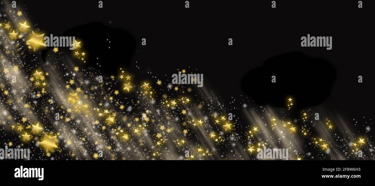 Sfondo di lusso con stelle dorate su sfondo nero Foto Stock