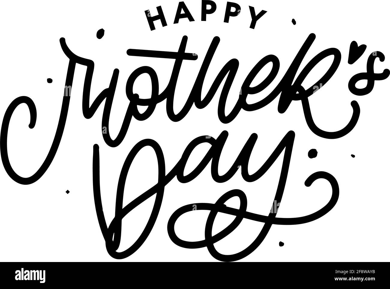 Scritta Happy Mothers Day. Illustrazione vettoriale calligrafia fatta a mano. Carta giorno della madre Illustrazione Vettoriale