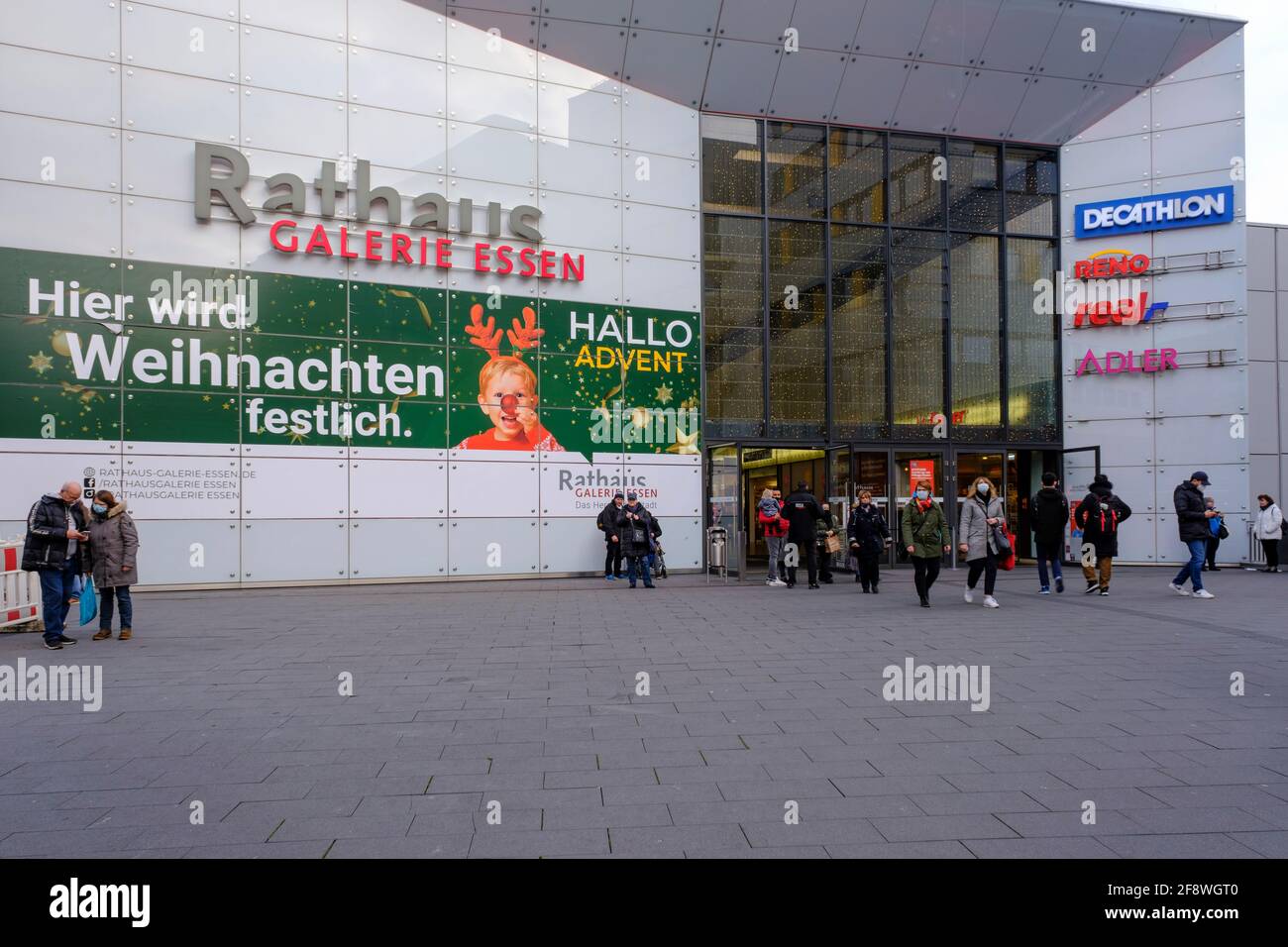 Rathaus gallery al tempo di Natale, Essen, zona della Ruhr, Renania settentrionale-Vestfalia, Germania, Europa Foto Stock