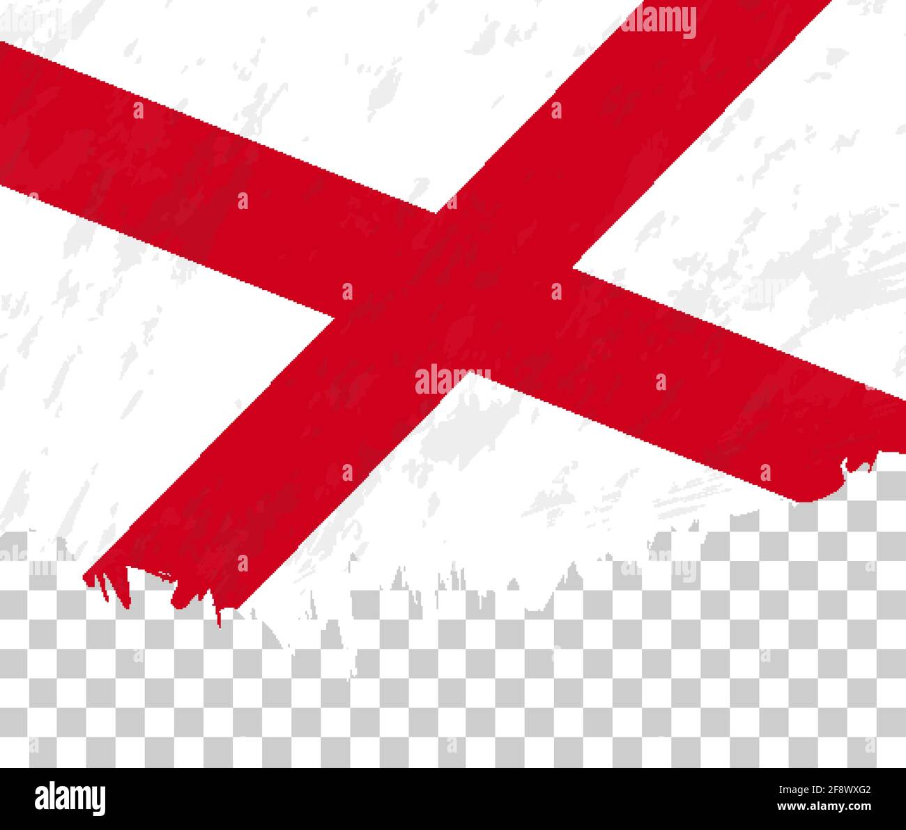 Bandiera in stile grunge dell'Alabama su sfondo trasparente. Vector textured flag di Alabama per la progettazione verticale. Illustrazione Vettoriale