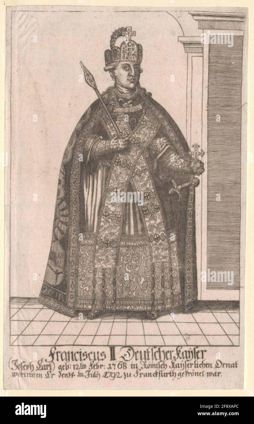 Franz II, imperatore romano-tedesco Ritratto dell'incoronazione sporco del Sacro Romano Impero. Punto anonimo Foto Stock