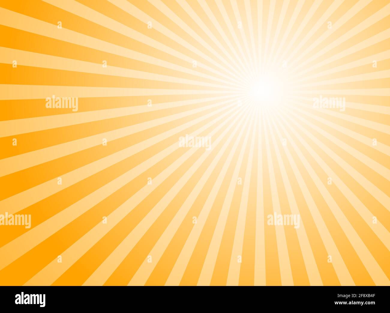 Luce del sole sfondo astratto. Colore arancione sfondo burst. Illustrazione vettoriale. Fascio di sole raggio Sunburst pattern sfondo. Sfondo retro luminoso. Illustrazione Vettoriale