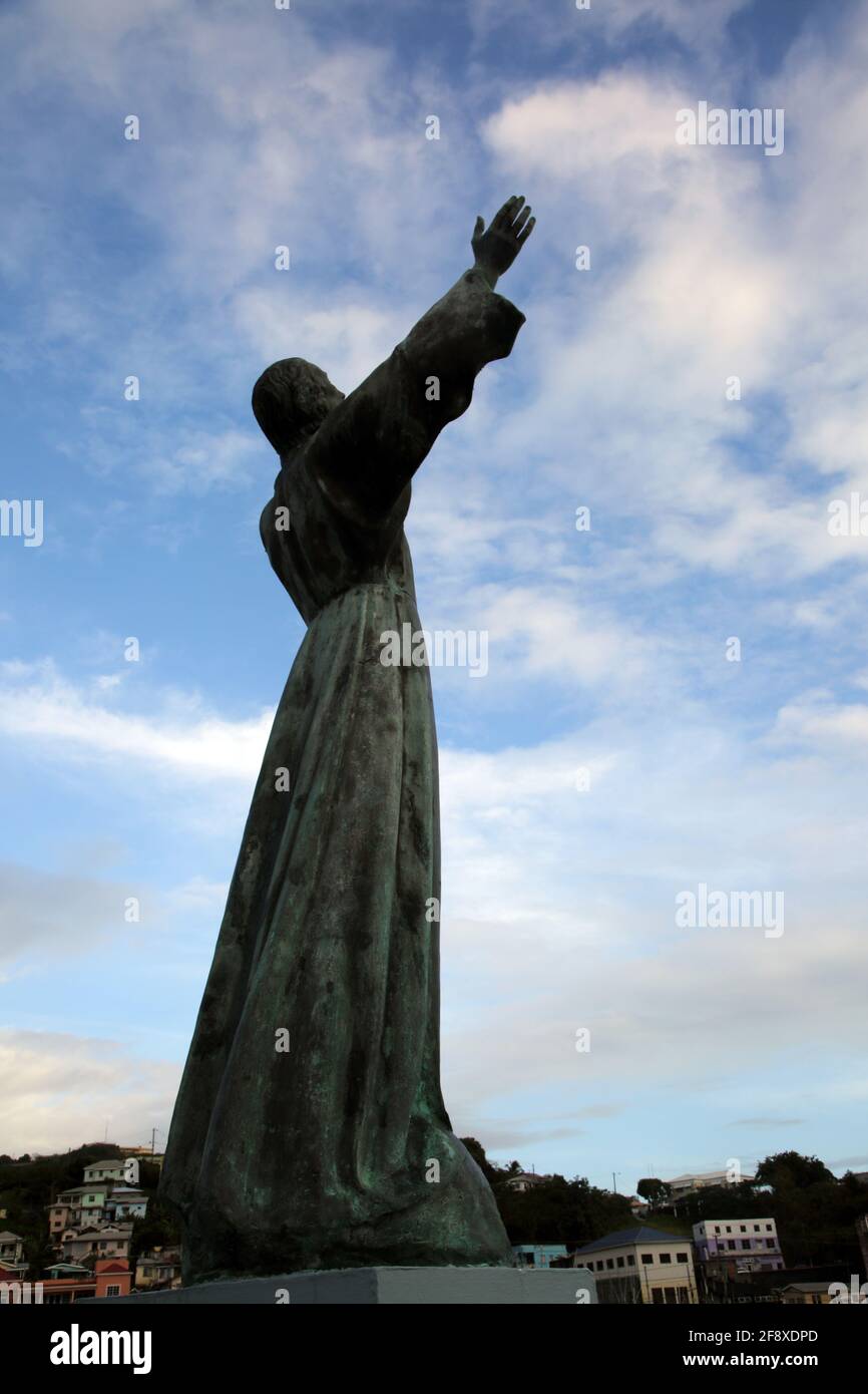 St George's Grenada la statua di Gesù Cristo Carenage dato Al popolo di Grenada da parte della gente di Genova in Italia e Costa Line proprietari dell'Italia Foto Stock