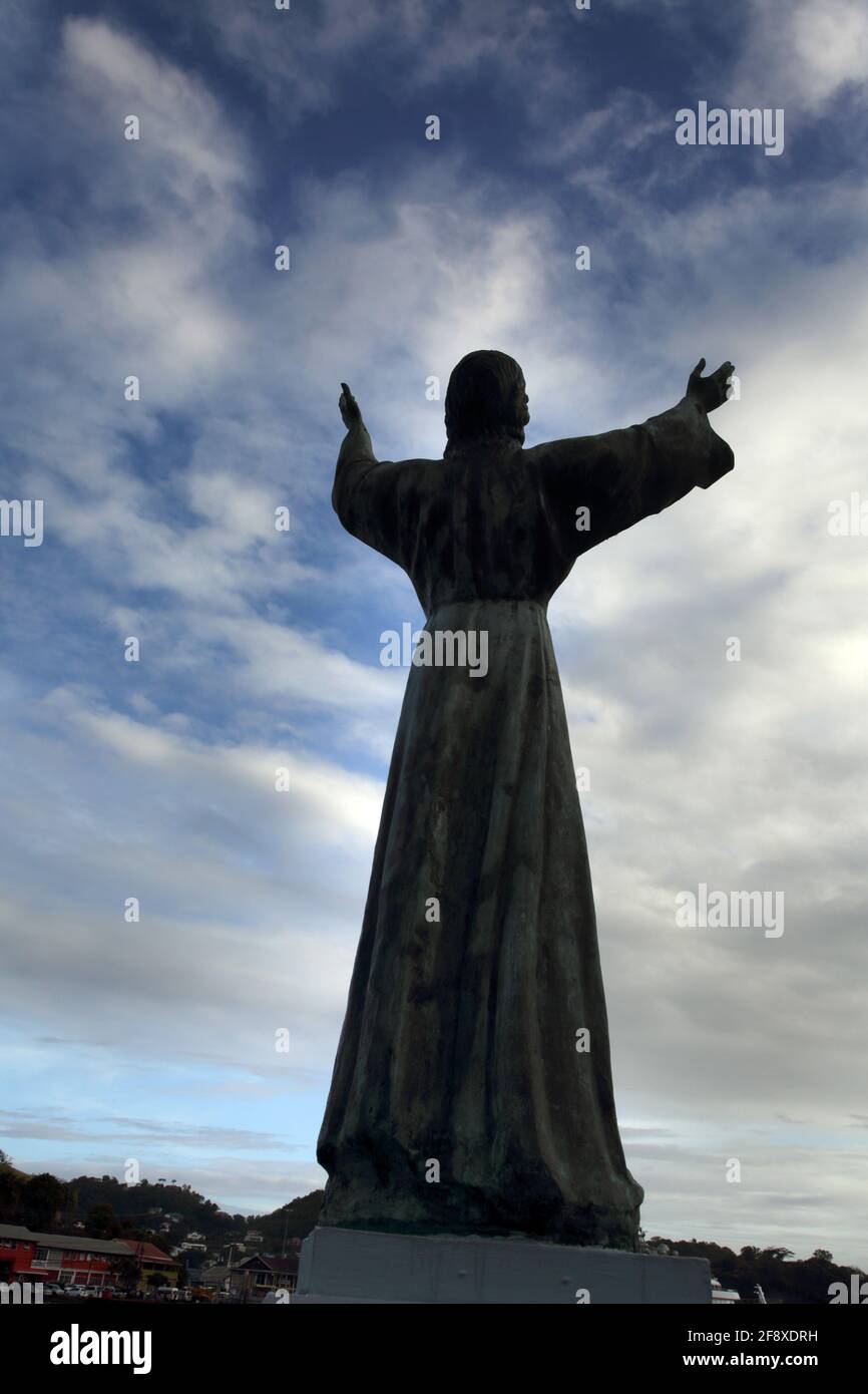 St George's Grenada la statua di Gesù Cristo Carenage dato Al popolo di Grenada da parte della gente di Genova in Italia e Costa Line proprietari dell'Italia Foto Stock
